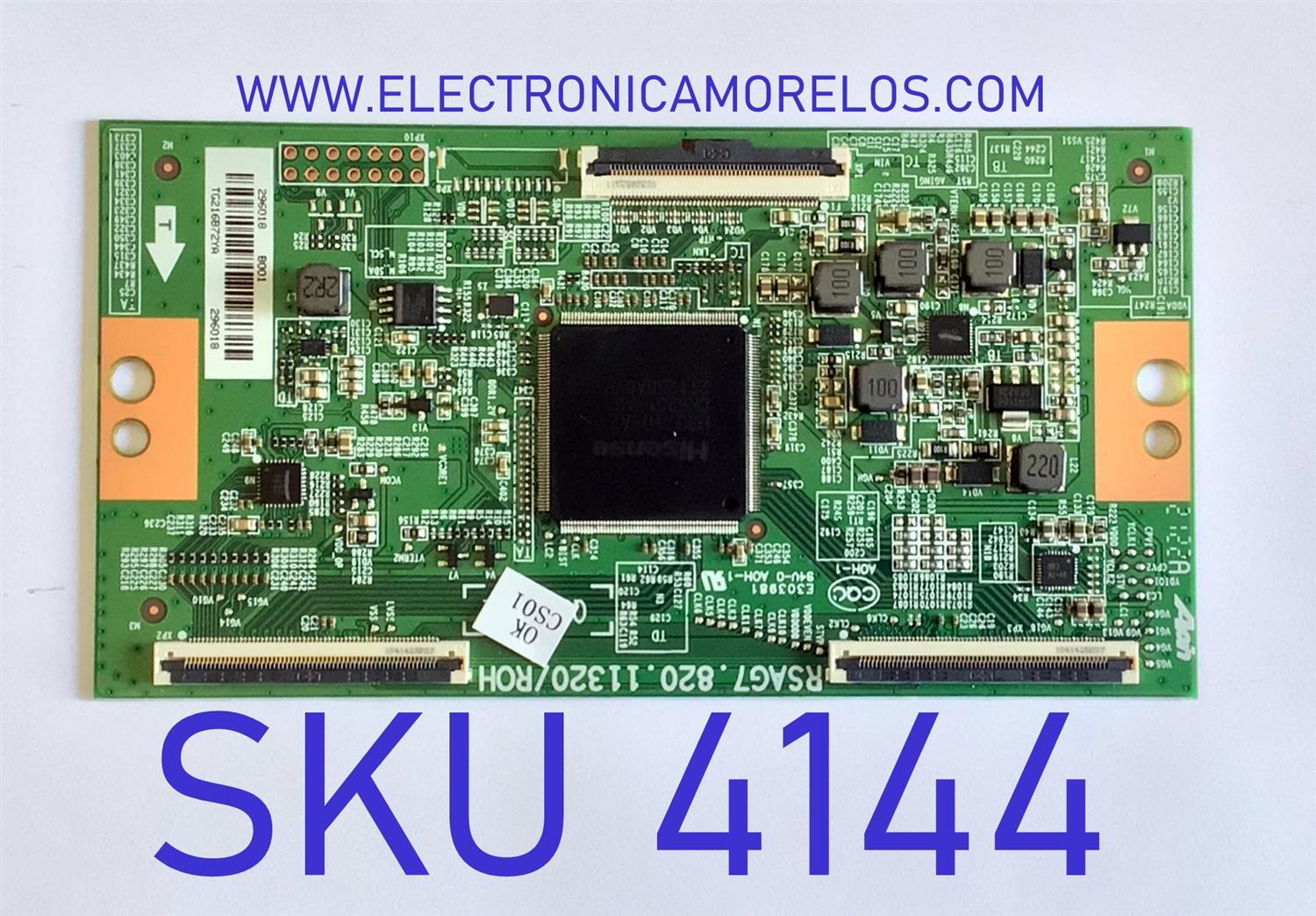 T-CON PARA TV HISENSE TV QLED / NUMERO DE PARTE 296018 / RSAG7.820.11320/ROH / E383981 / PANEL / DISPLAY HV750QUB-F91 / MODELOS 75R6E1 / 75U6G 75A62GUA / 75R6E4